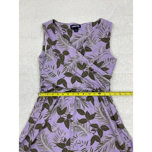 Lands' End Womens Dress Small 6-8 Sleeveless Wrap Top Purple Floral Spring Easte - Picture 7 of 7